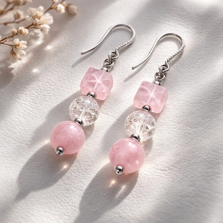 Dabīgo akmeņu auskari "Japāņu dārza rota"